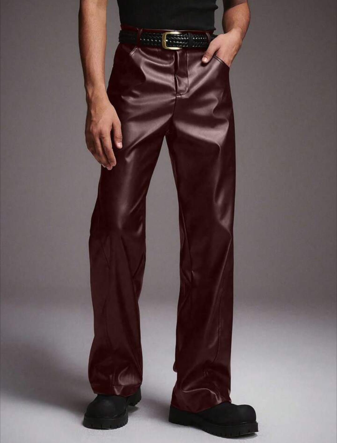 Men's Straight-Leg Trousers – High-Waist Relaxed Fit Fashion Pants